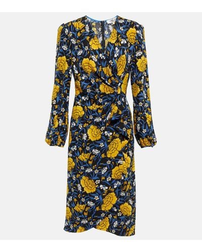 Diane von Furstenberg Floral Printed Midi Dress - Blue