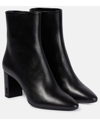 Saint Laurent Lou Leather Ankle Boots - Black