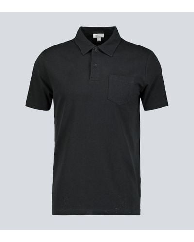 Sunspel Riviera Cotton Polo Shirt - Black