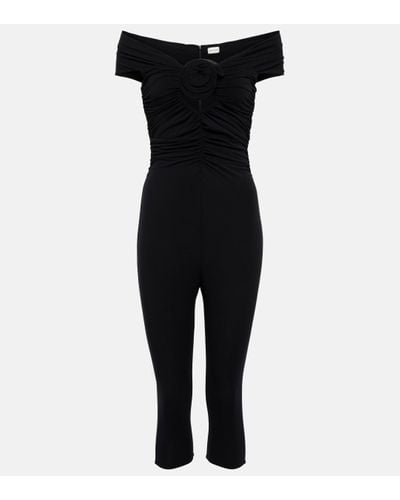 Magda Butrym Floral-applique Jersey Jumpsuit - Black