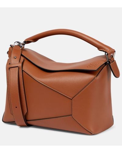 Loewe Puzzle Medium -function Leather Bag - Brown