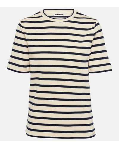 Jil Sander Camiseta de jersey de algodon a rayas - Neutro