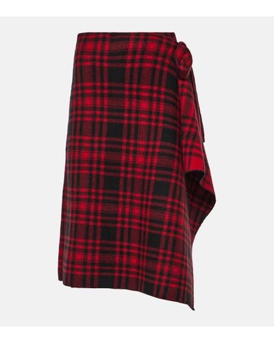 Polo Ralph Lauren Checked Wool Wrap Skirt - Red