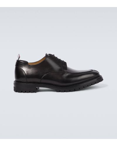 Thom Browne Apron Stitch Leather Derby Shoes - Black