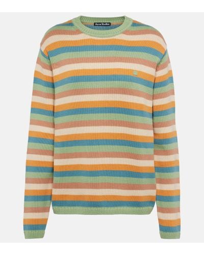 Acne Studios Striped Cotton Sweater - Yellow