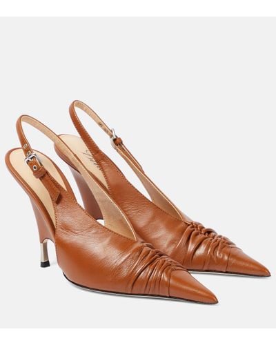 Blumarine Leather Slingback Court Shoes - Brown