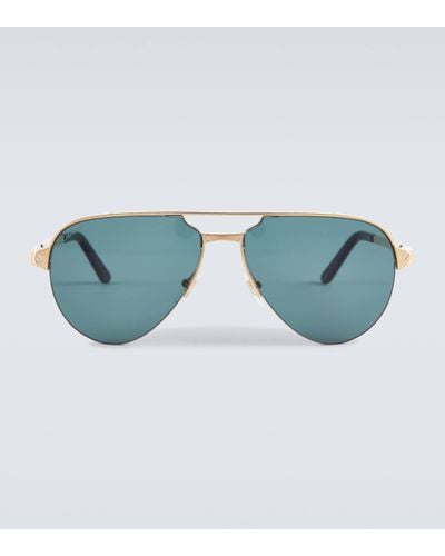 Cartier Santos De Cartier Aviator Sunglasses - Blue