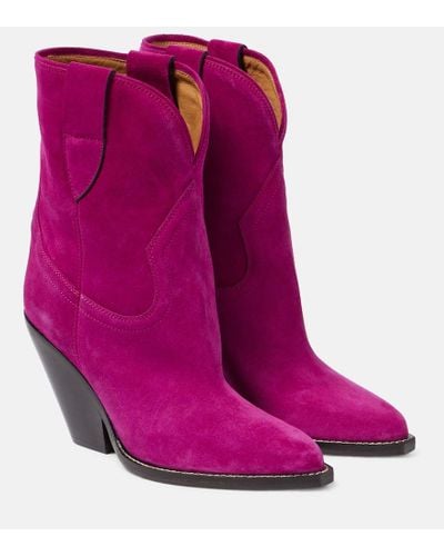 Isabel Marant Leyane Suede Cowboy Boots - Purple