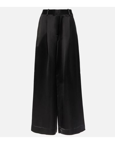 Co. Wide-leg Satin Trousers - Black