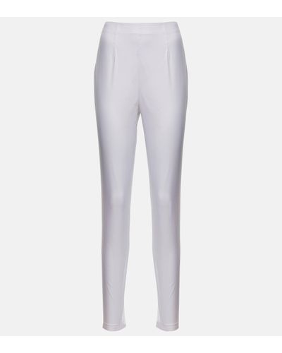 Prada Slim Cotton-blend Trousers - White