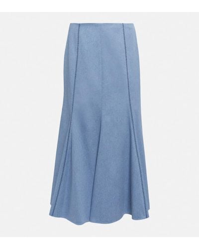 Gabriela Hearst Amy High-rise Cotton Midi Skirt - Blue