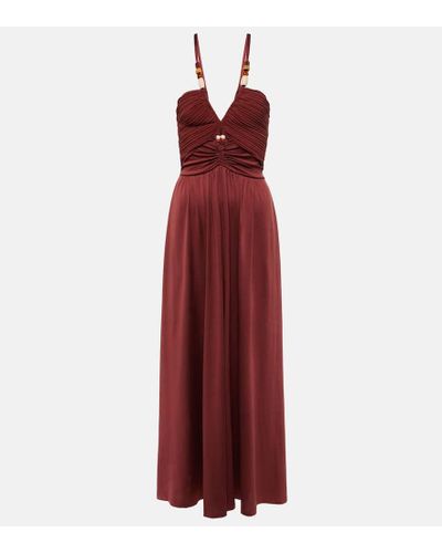 Diane von Furstenberg Caty Beaded Halterneck Maxi Dress - Red