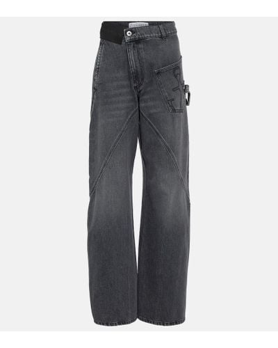 JW Anderson Jeans rectos Twisted de tiro alto - Gris