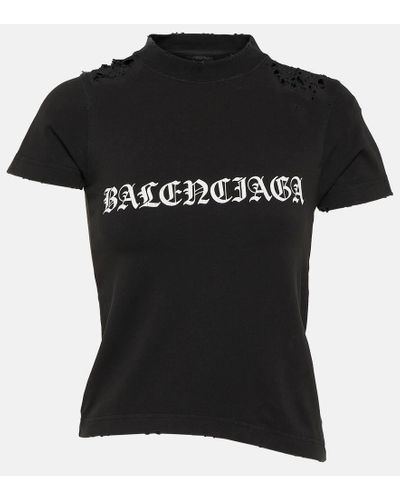 Balenciaga T-Shirt im Distressed-Look - Schwarz