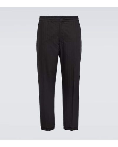 Berluti Wool And Cotton Tapered Pants - Black