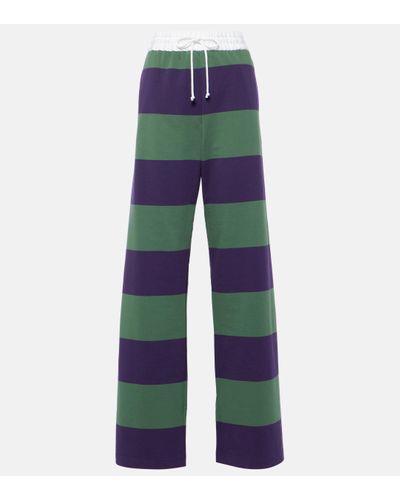 Dries Van Noten Striped Cotton Straight Trousers - Multicolour