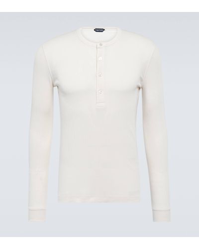 Tom Ford Ribbed-knit Jersey T-shirt - White