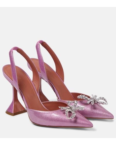 AMINA MUADDI Rosie Patent Leather Slingback Court Shoes - Pink