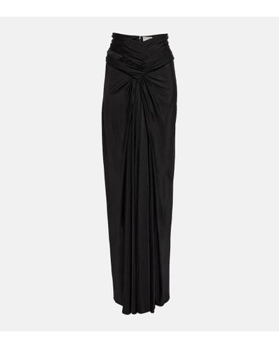 Saint Laurent Draped Jersey Maxi Skirt - Black