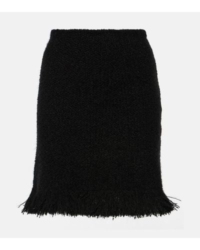 Chloé Minifalda de mezcla de lana con flecos - Negro