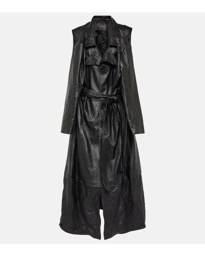 Balenciaga Single-breasted Leather Coat - Black