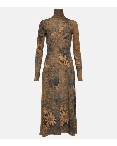 MM6 by Maison Martin Margiela Floral Midi Dress - Brown