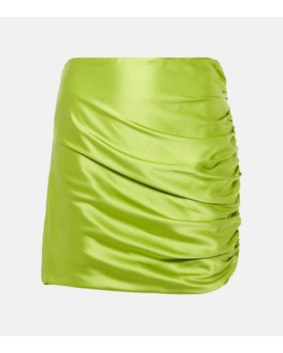 The Sei Ruched Silk Satin Miniskirt - Green