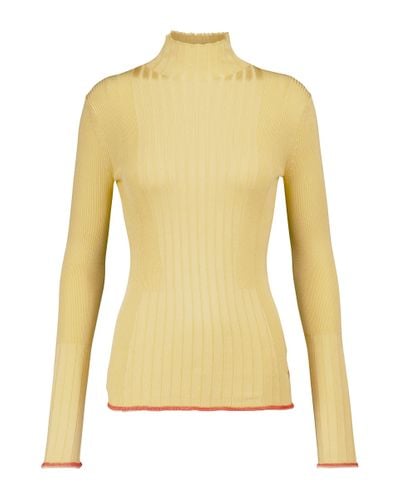 Victoria Beckham Turtleneck Ribbed-knit Sweater - Yellow