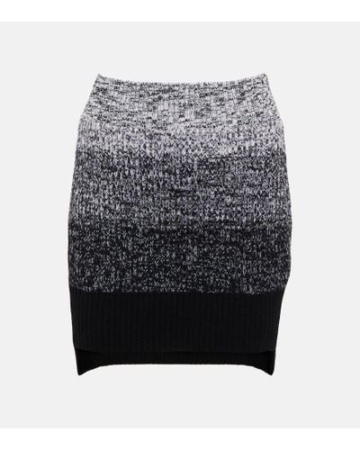 Victoria Beckham Striped Wool Skirt - Gray