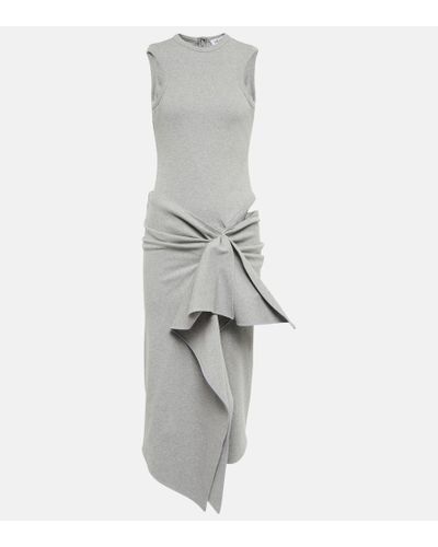 The Attico Mirna Asymmetrical Cutout Midi Dress - Gray