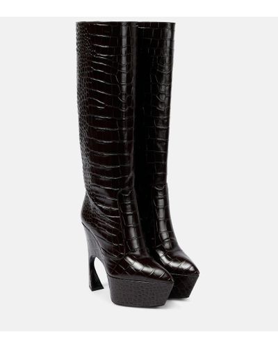 Victoria Beckham Stivali con plateau in pelle stampata - Nero