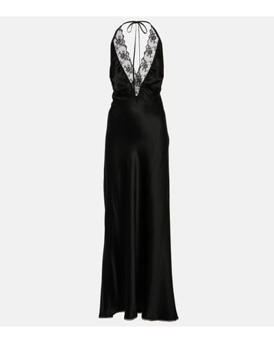 Sir. The Label Aries Lace-trimmed Silk Gown - Black