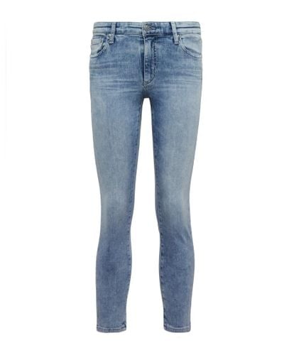 AG Jeans Mid-Rise Skinny Jeans Prima Crop - Blau