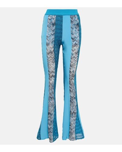 Missoni Zig-zag Knit Patchwork Trousers - Blue