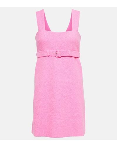 Patou Belted Cotton-blend Tweed Minidress - Pink