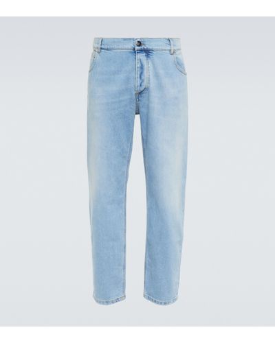 Balmain High-Rise Straight Jeans - Blau