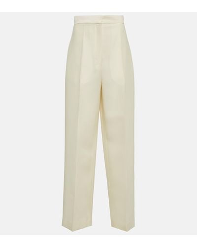 The Row Pantalon Gordon en laine et soie - Blanc