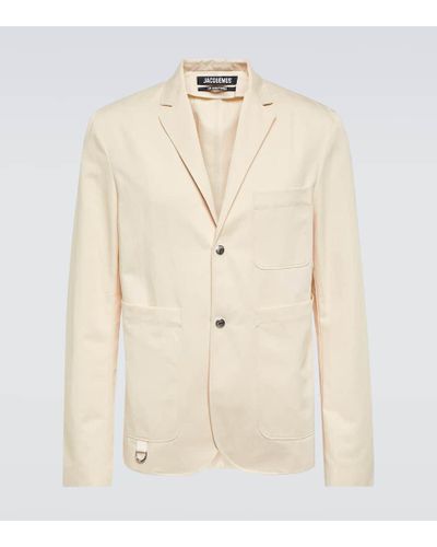 Jacquemus Blazer La Veste Jean aus Baumwolle und Leinen - Natur