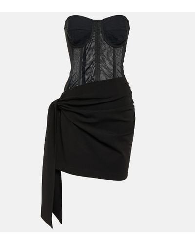 Dolce & Gabbana Vestido corto asimetrico con corse - Negro