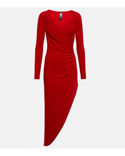 Norma Kamali Asymmetric Midi Dress - Red