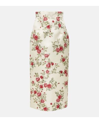 Emilia Wickstead Lorinda Floral Pencil Skirt - White