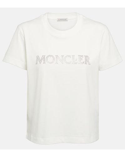 Moncler T-shirt in cotone con logo - Bianco