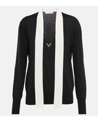 Valentino Vgold Tie-neck Virgin Wool Sweater - Black