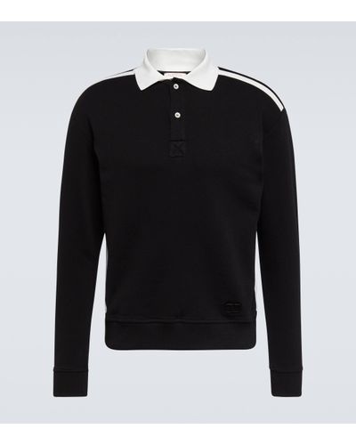 Valentino Collared Cotton Jersey Sweatshirt - Black