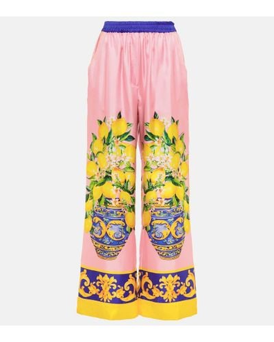 Dolce & Gabbana Pantaloni a vita alta con stampa - Multicolore