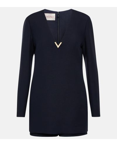 Valentino Crepe Couture Playsuit - Blue