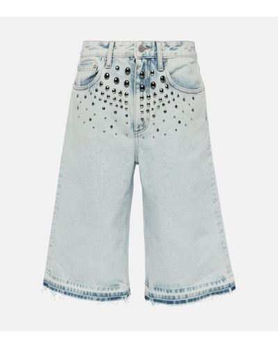 Alessandra Rich Shorts di jeans con decorazioni - Blu