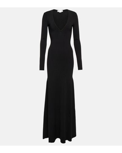 Victoria Beckham Knitted V-neck Maxi Dress - Black