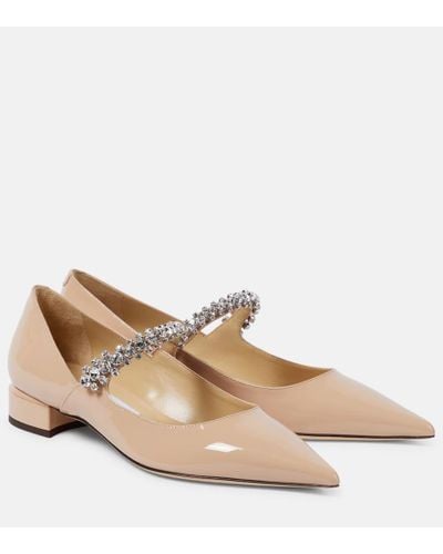 Jimmy Choo Bing 25 Embellished Patent Leather Pumps - Natural