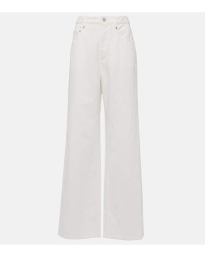Brunello Cucinelli Entspannte Hose im Kleidungsstück gefärbte Baumwollwäsche vertuschen - Weiß